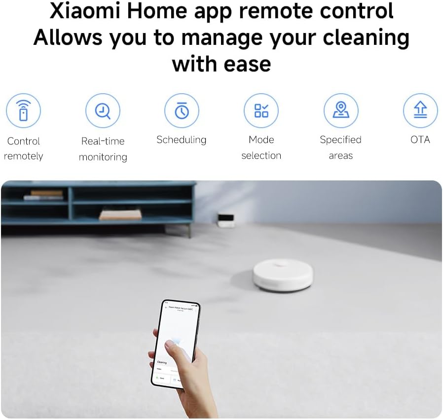 Xiaomi Robot Vacuum S40C 2-in-1 Vacuum Cleaner and Wiper, 5000Pa Suction Power, Smart LDS Navigation, Automatic Charging, Works on Short Pile Carpets and Hard Floors AU