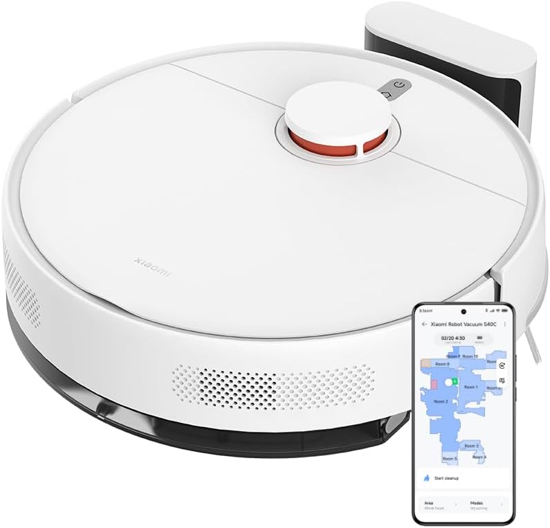 Xiaomi Robot Vacuum S40C 2-in-1 Vacuum Cleaner and Wiper, 5000Pa Suction Power, Smart LDS Navigation, Automatic Charging, Works on Short Pile Carpets and Hard Floors AU
