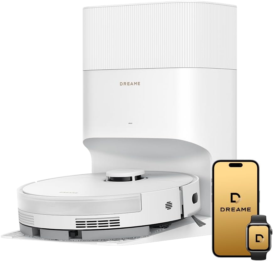 dreame D20 Plus Auto-Empty Robot Vacuum and Mop, 13000Pa Strong Suction, HyperStream Anti-Tangle Brush, 150 Days Hands-Free, Infrared Edge Cleaning, App Control