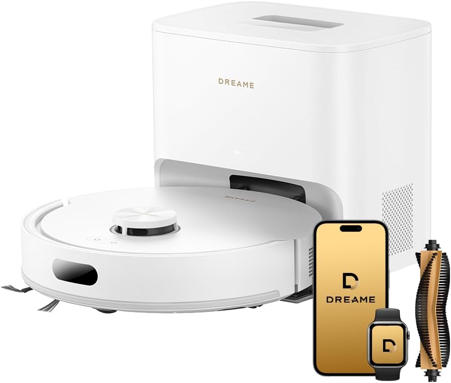 dreame F20 Eco Plus Robot Vacuum and Mop 2-in-1, 18,000Pa Suction, Auto-Empty Upgraded from F10,Obstacle Avoidance, Mopping, Dual Anti-Tangle System, Smart LiDAR Navigation, App & Voice Control, White