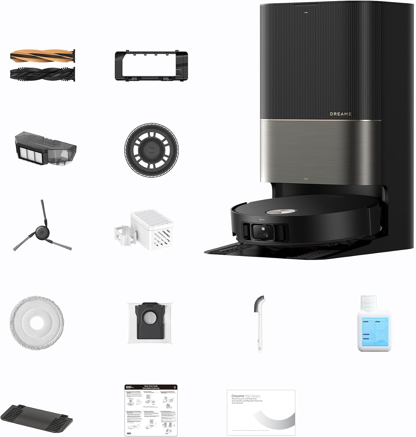 dreame X50 Ultra Robot Vacuum and Mop with Auto-Empty and Mop Self-Cleaning, 20,000Pa Suction, Obstacle Avoidance and 360° Navigation, Corner to Edge Deep Cleaning, Detangling Brush