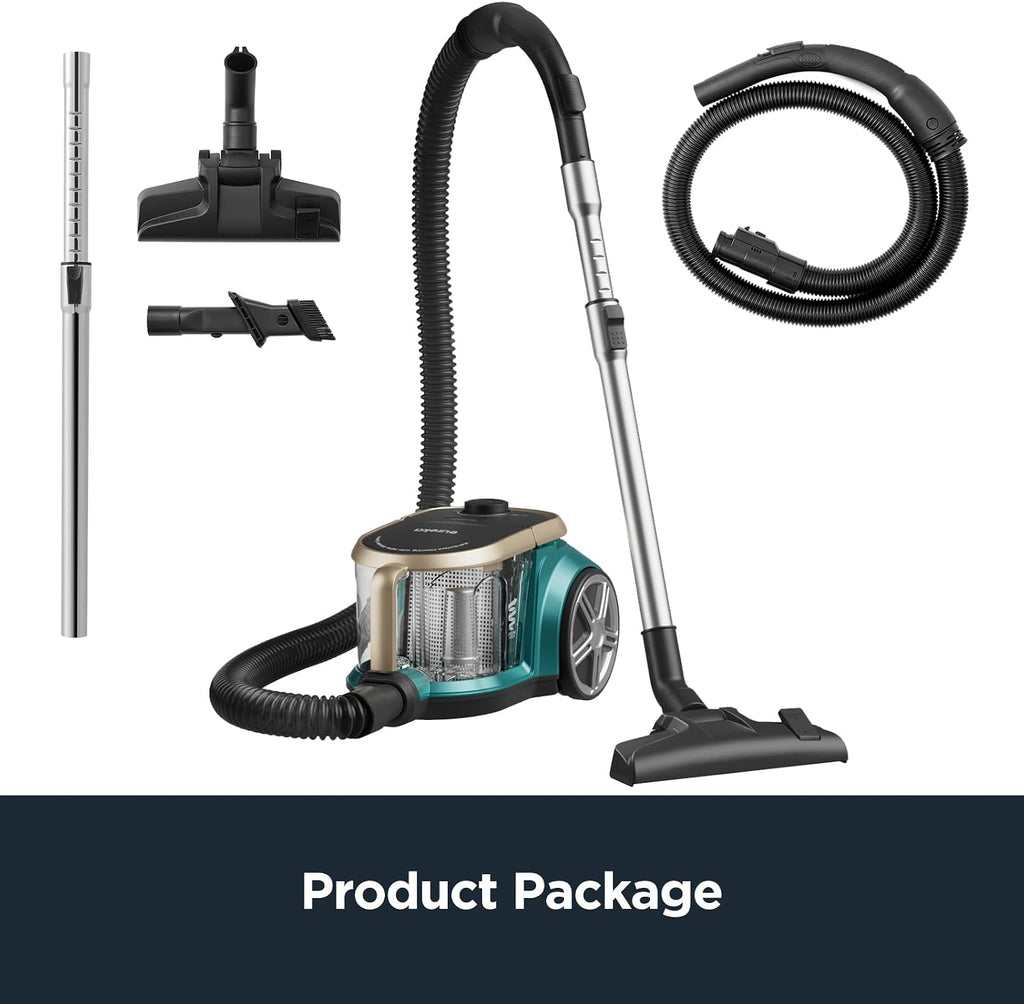EUREKA NEN180 Bagless Vacuum Cleaner, Lightweight Cylinder Vacuum Cleaner with Single Cyclone System, 2000W Power Efficiency Motor, 2.2L Balgless Canister Vacuum Cleaner for Carpets and Hard Floors