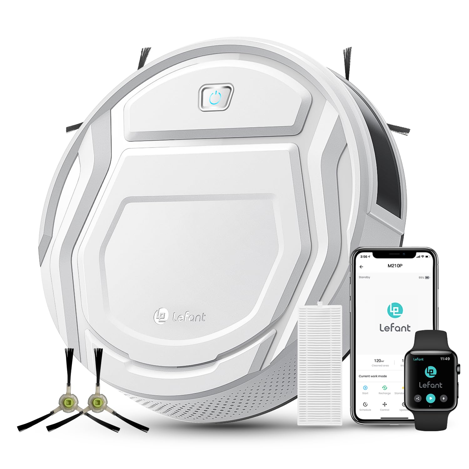 Lefant M2 Plus Robot Vacuum and Mop, 75-Day Self Emptying, 6000Pa Powerful Suction, dToF Laser Navigation, Customized Cleaning, Roller Brush for Carpet, Multi-Level Mapping, WiFi/App/Alexa, 2.4G/5G