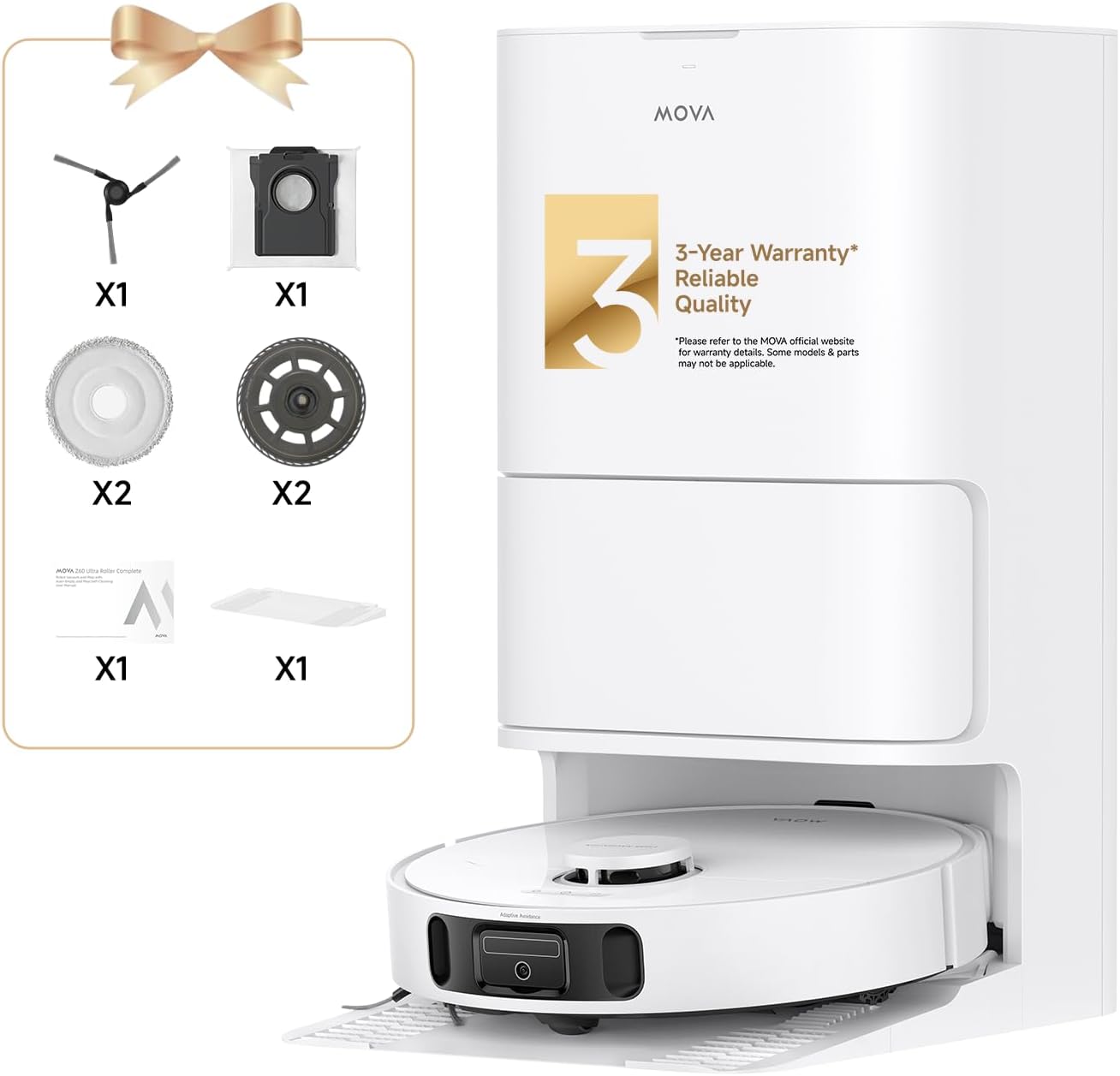 MOVA E40 Ultra Auto-Empty Robot Vacuum and Mop with 19,000Pa Suction Power, MaxiReach Mop Tech, Anti-Tangle Side Brush, All-in-one Station, Up to 75 Days Hands-Off Cleaning.