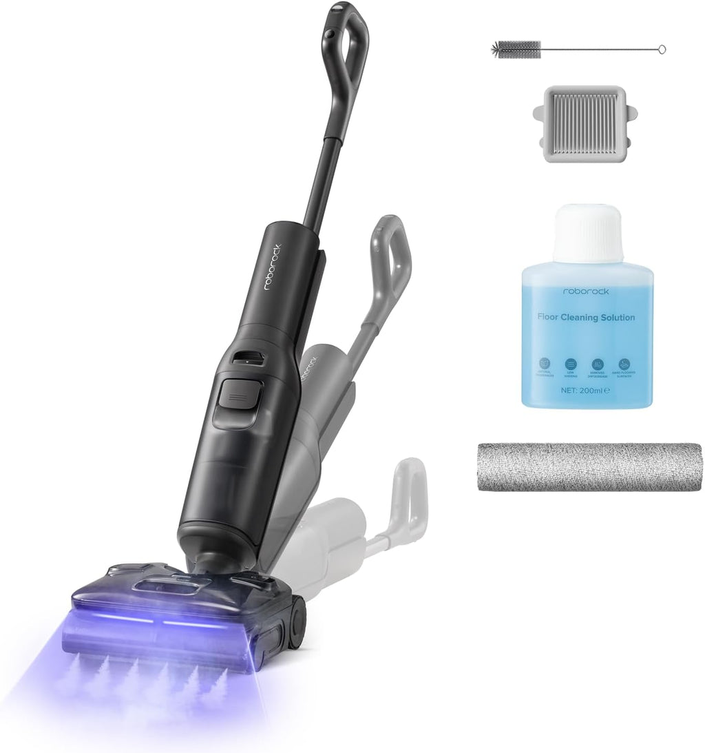 roborock F25 Steam Wet Dry Vacuum Cleaner, 80min Runtime, Great for Sticky Messes, 90°C Self-Cleaning, 95℃ Hot Air Drying, <1 mm Gap Edge-to-Edge Cleaning, Extended Battery Lifespan