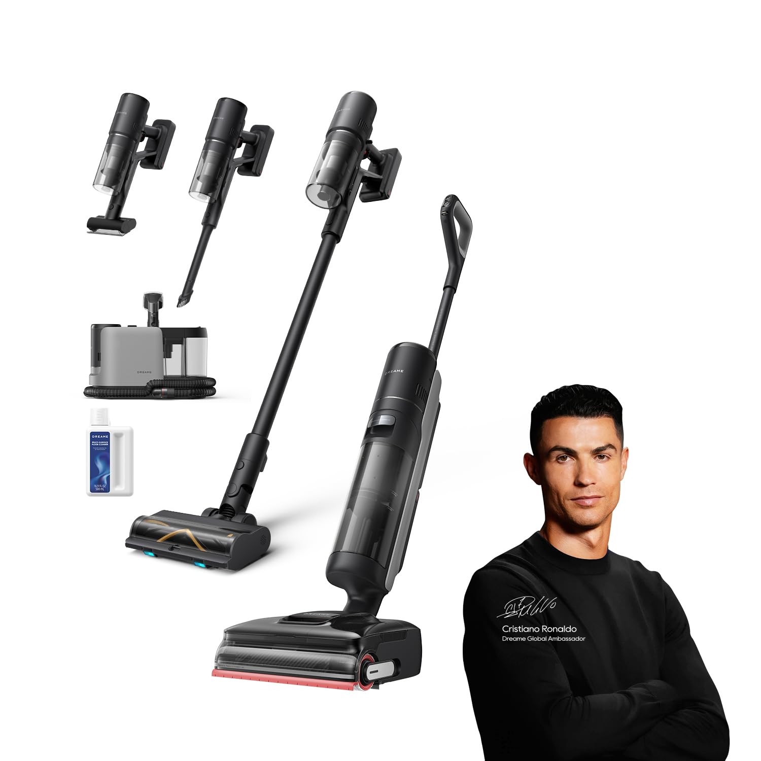dreame H12 Dual FlexReach Fast Dry Cordless Wet Dry Vacuum Cleaner, 23kPa Suction, 90°C Self-Cleaning & Fast Drying in 5 Min, 180° Lie-Flat, Tangle-Free, 6-in-1 Multi-Function