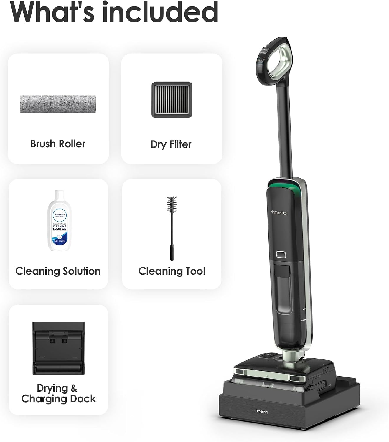 Tineco Floor ONE S7 Master Wet Dry Vacuum Cleaner, 23kPa Suction Vacuum Mop with DustReveal Green Headlight, 65 Min Runtime, 85℃ Flashdry, 9.9cm Ultra-Slim Stretch Mo