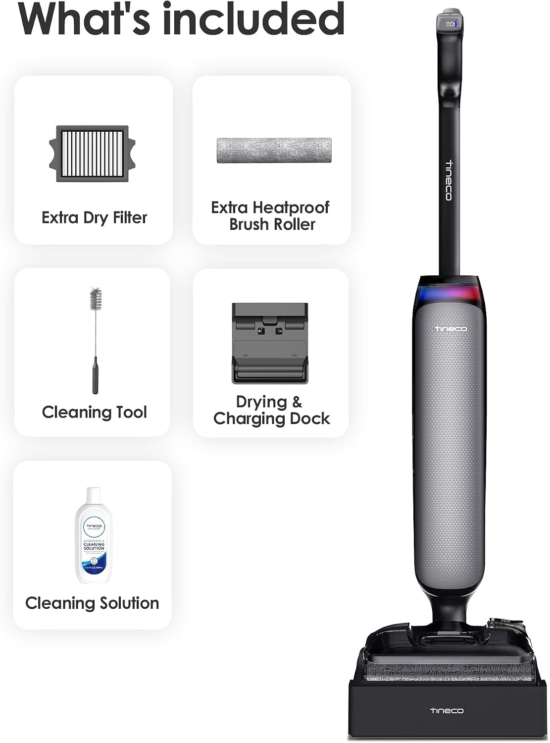 Tineco Floor One S7 Artist Wet Dry Vacuum Cleaner, 22kPa Suction, iLoop Smart Sensor, DualBlock Anti-Tangle Design, 85℃ Flashdry, 50 Min Runtime, Dual-Edge Cleaning, 180° Lay-Flat