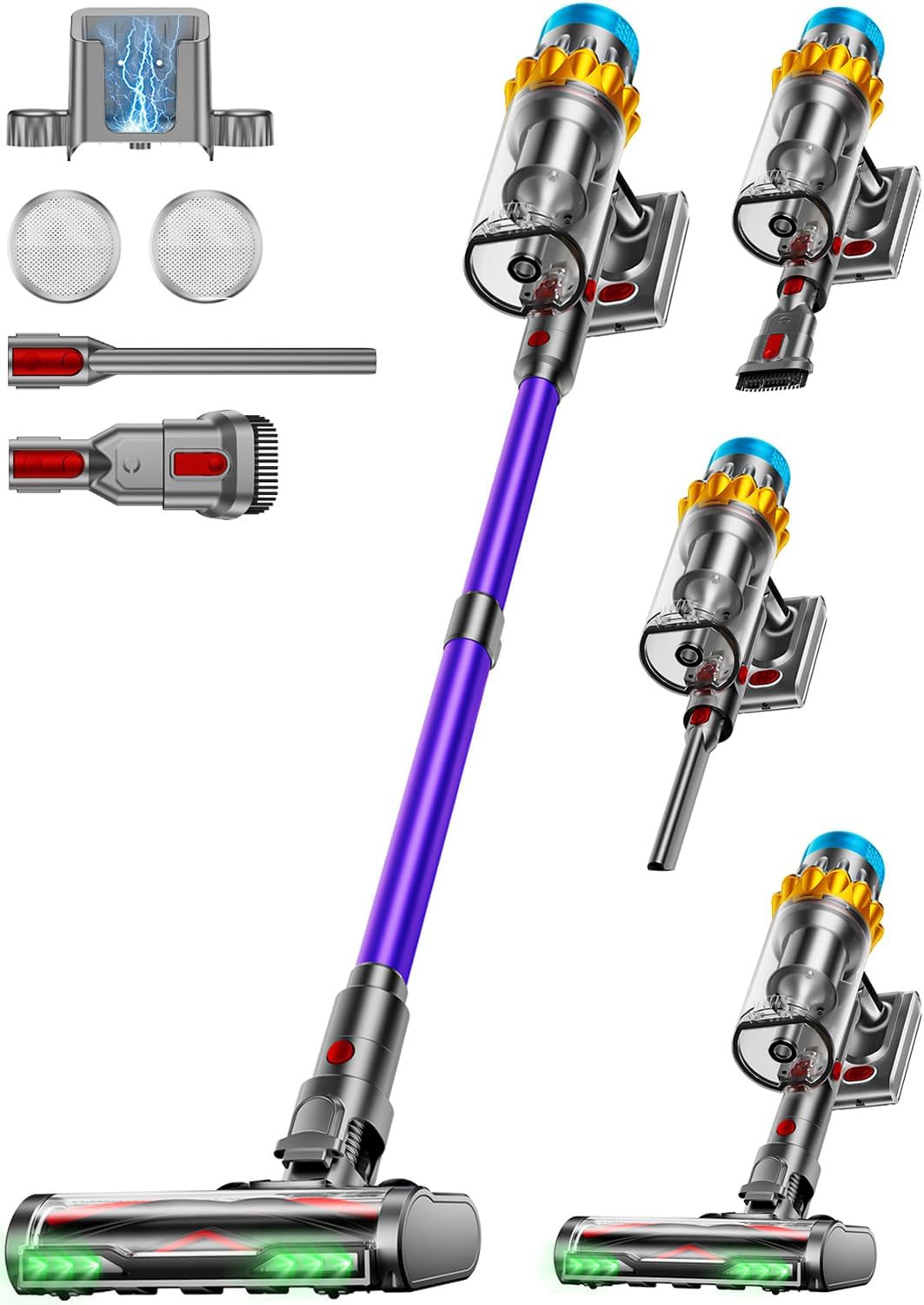 Cordless Vacuum Cleaner, 650W 55KPA 70Mins Cordless Stick Vacuum Cleaners with Self-Standing, LED Screen, Wall-Mounted Charging, Anti-Tangle Stick Vacuum Cleaners for All Floors