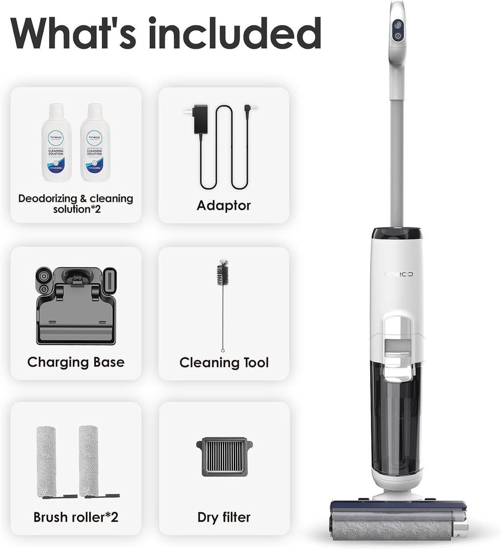 Tineco iFLOOR 5 Breeze Complete Wet Dry Vacuum Cordless Floor Washer, One-Step Cleaning for Hard Floors, Edge Clean, Auto Self-Cleaning, Lightweight & Cordless Design