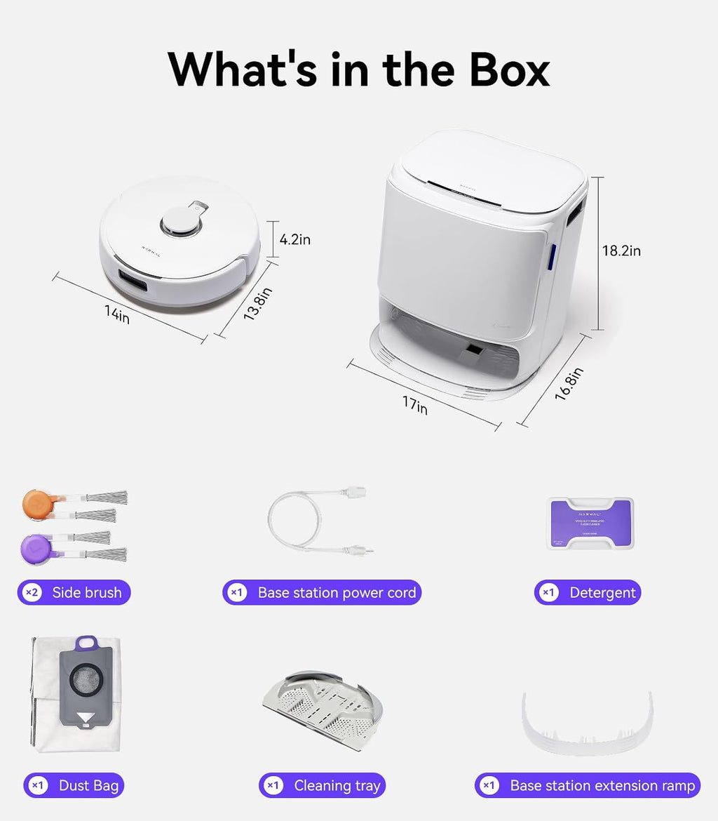 NARWAL Freo Z10 Robot Vacuum and Mop Combo, Tangle Free Robot Mop, 15,000Pa Suction, Adapts to Hard-to-Reach Areas, Self-Emptying, Mop Washing & Drying, Obstacle Avoidance, for Pet Hair & Hard Floor