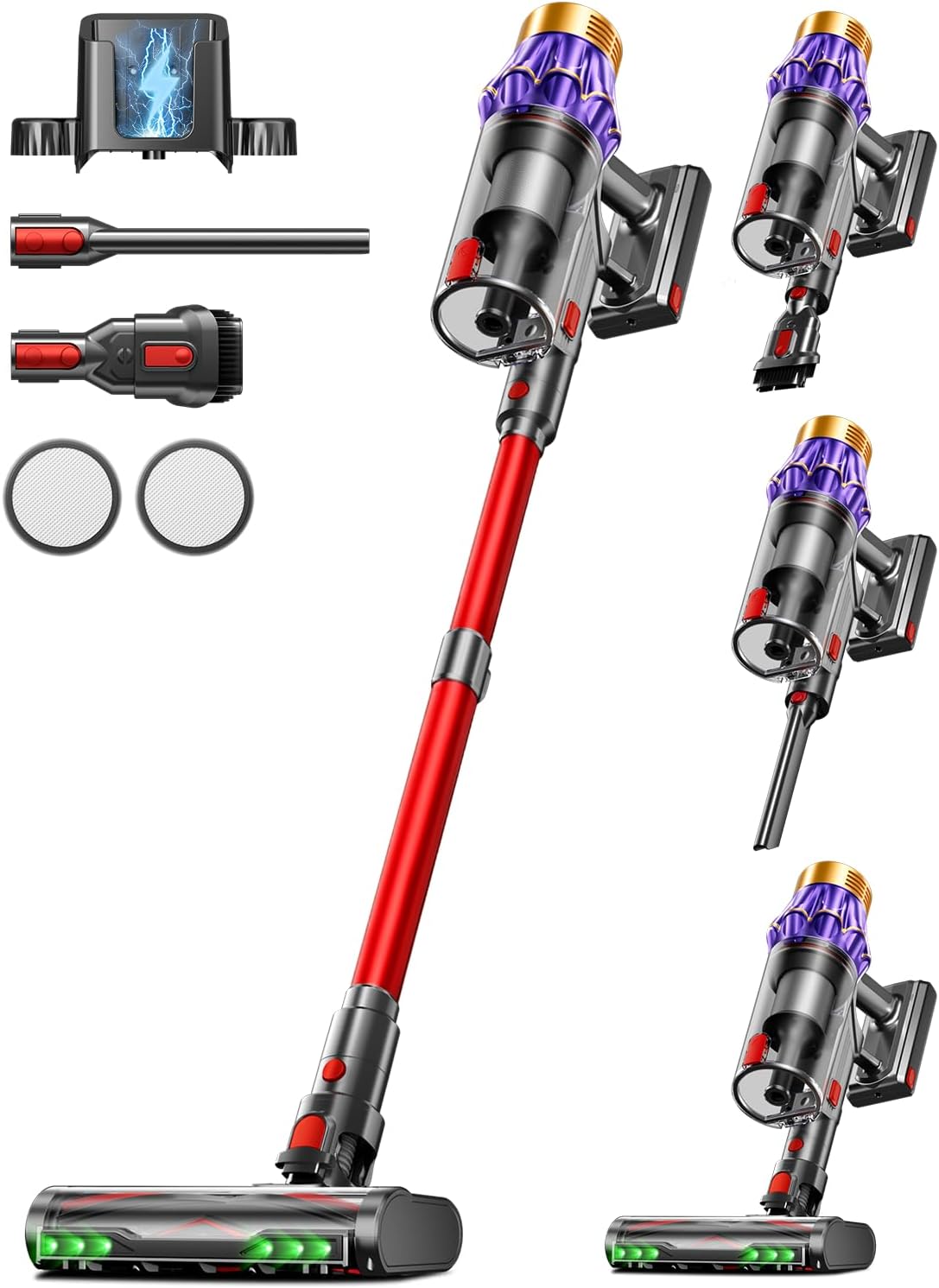 Cordless Vacuum Cleaner, 650W/55KPA/70 Mins Vacuum Cleaners for Home with Self-Standing, Anti-Tangle Vacuum Cordless, Smart Display and 1.8L Cup Cordless Stick Vacuum Cleaner for Pet Hair/Carpets