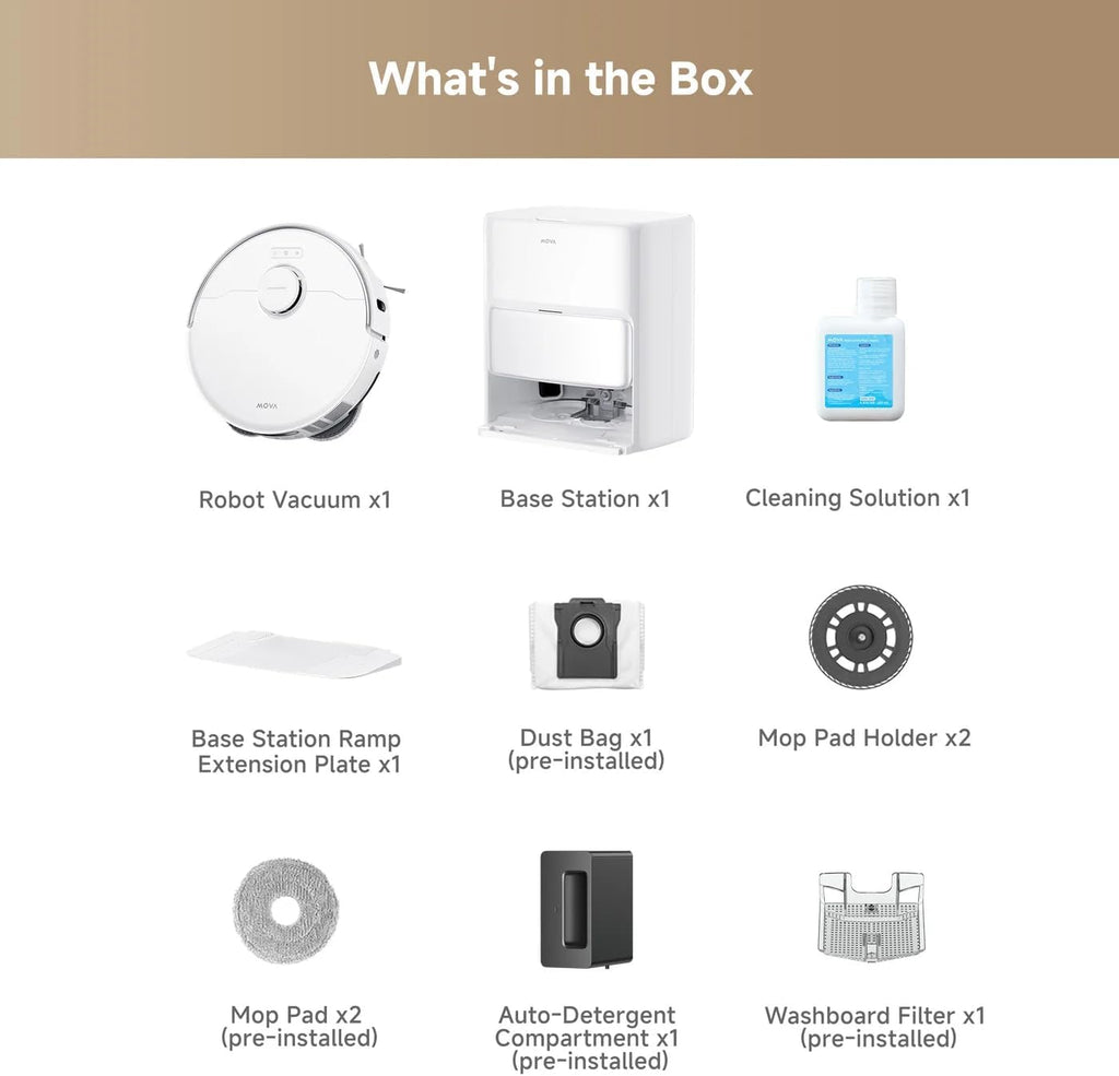 MOVA P50 Pro Ultra Robot Vacuum and Mop, 19,000Pa Suction Corner to Edge Cleaning, 75℃ Dock Self Cleaning, Auto-Empty, Voice & App Control