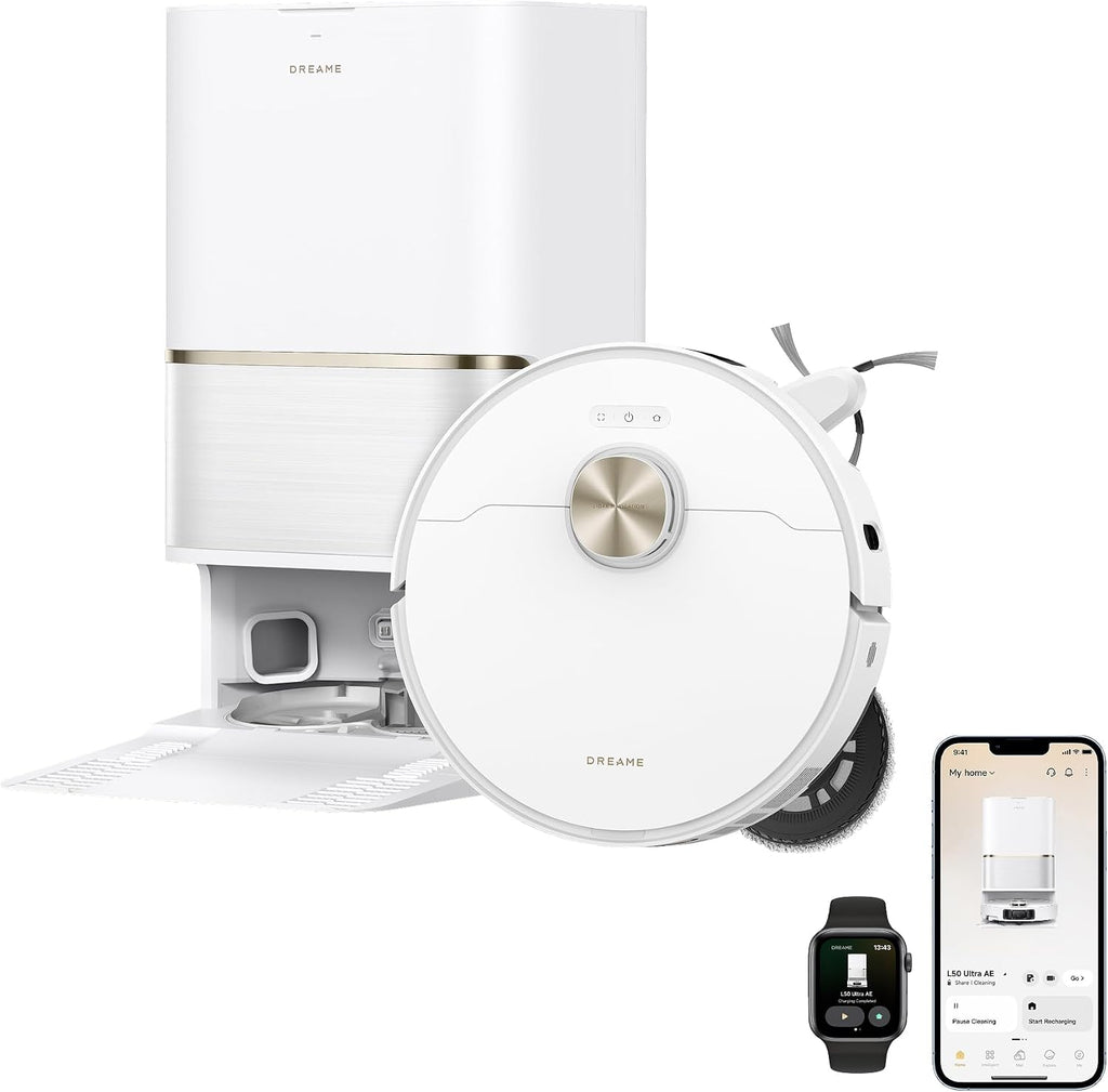 dreame L50 Ultra AE Robot Vacuum Cleaner Mop with Automatic Emptying, Mop with Self-Cleaning at 100 ° C, Suction Power of 30,000 Pa,Obstacle Avoidance and 360° Navigation, Thorough Cleaning from