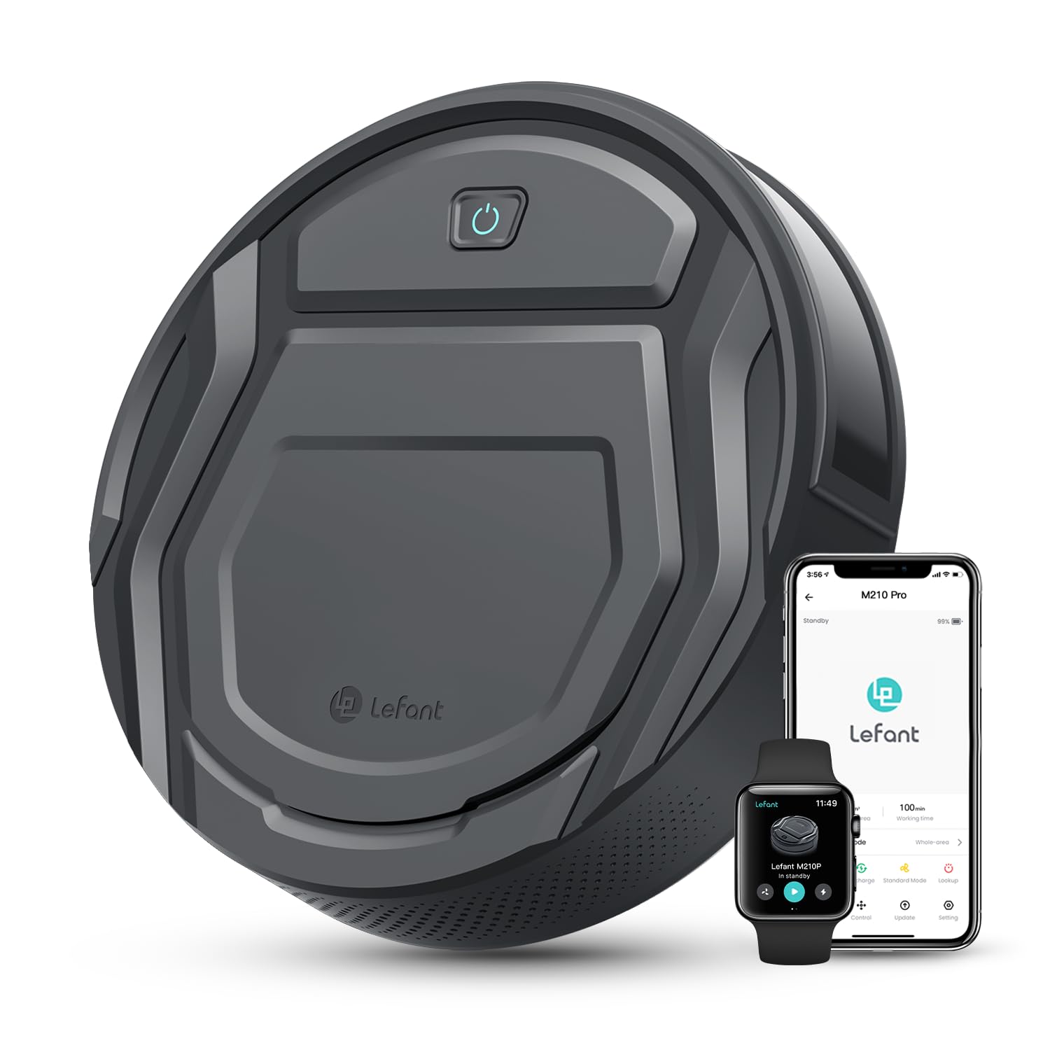 Lefant M2 Robot Vacuum and Mop, Upgraded PSD Obstacle Avoidance Technology, 6000Pa Strong Suction, 160min Runtime, dToF Navigation, Customized Cleaning, 3-Floor Mapping, WiFi/App/Alexa 2.4G & 5G
