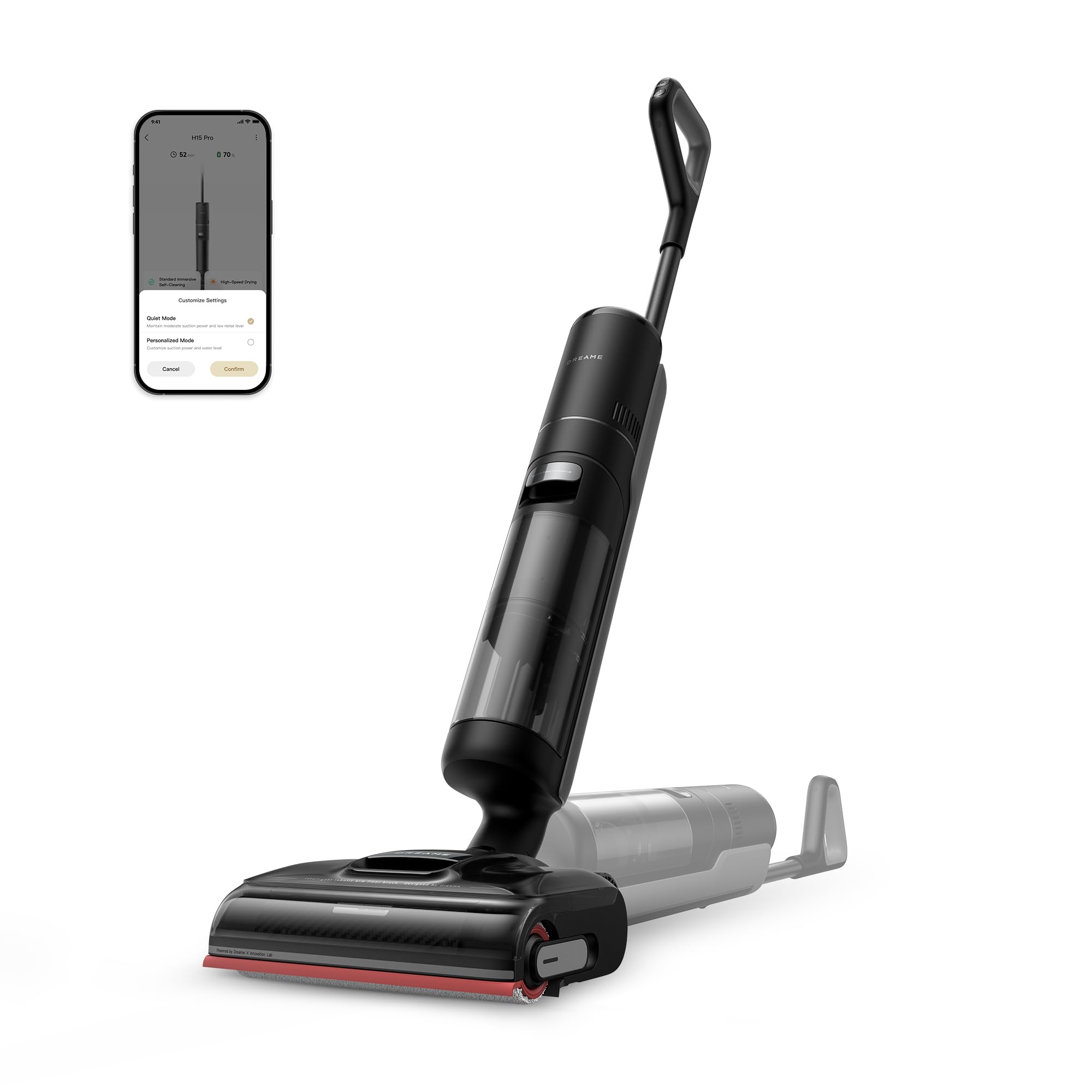 dreame H15 Cordless Wet Dry Vacuum Cleaner 21,000 Pa Suction, AI DescendReach Robotic Arm, Triple Edge,Tangle Cut Hair 180° Lie-Flat Reach, 100℃ Self-Cleanning,90℃ Quiet Drying 5min,Extended Runtime