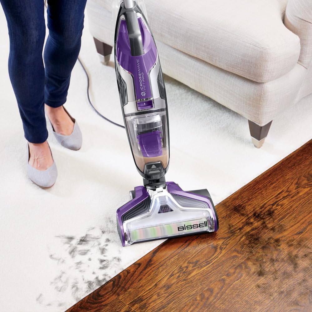 BISSELL Crosswave Pet 2225F All in One Corded Wet Dry Vacuum Cleaner and Mop for Hard Floors and Area Rugs, Grapevine Purple