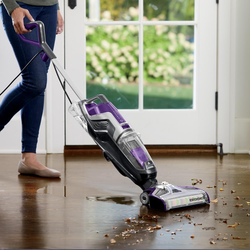 BISSELL Crosswave Pet 2225F All in One Corded Wet Dry Vacuum Cleaner and Mop for Hard Floors and Area Rugs, Grapevine Purple