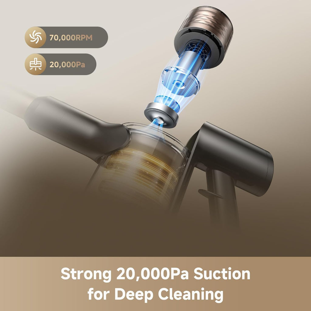 dreame R10 Vacuum Cleaner, LED Display& LED Illumination Brush, Flexible Extension Rod,250W/20,000 Pa, up to 45 Mins, 0.5 L Dust Container, One-Click Dirt Emptying, Anti-Tangle Brush with Light