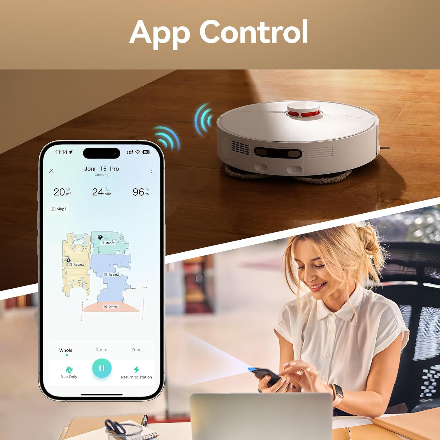 JONR P20 Pro Robot Vacuum and Mop, 8150Pa Suction, Self-Cleaning & Hot Air Drying, Auto Dust Emptying & Water Refilling, Anti-Tangle, Obstacle Avoidance, All-in-One Vacuum Cleaner