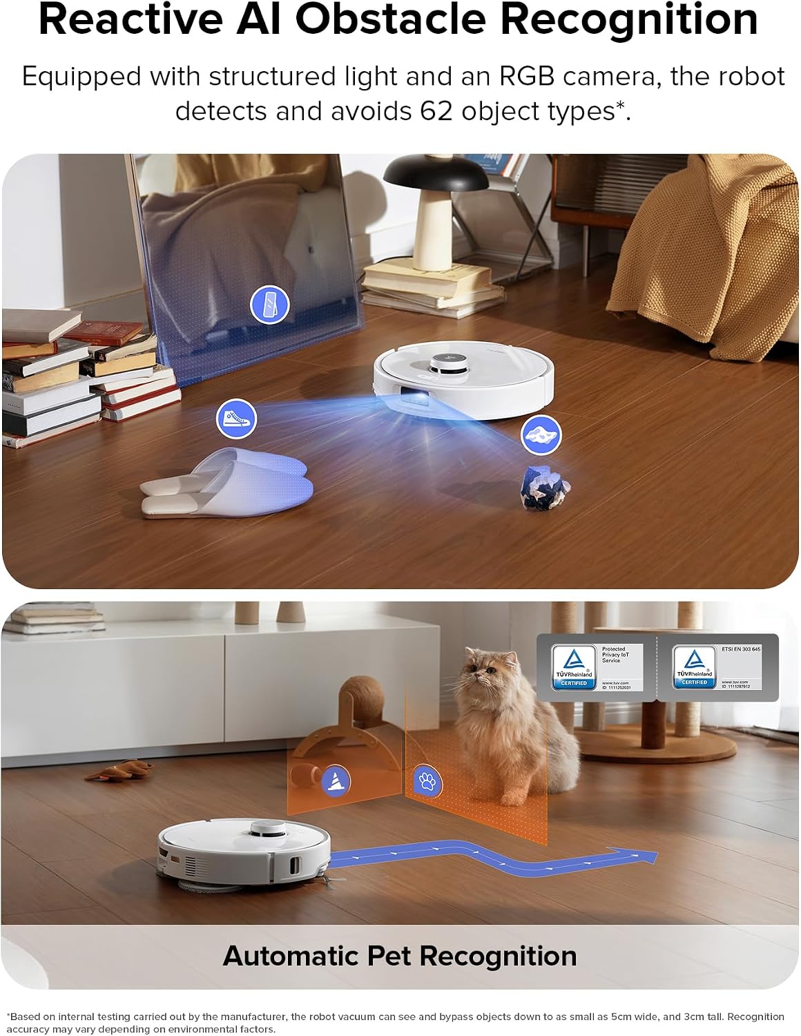 Roborock Qrevo Edge Robot Vacuum and Mop, 18,500Pa Suction, Zero-Tangling, FlexiArm Arc Side Brush, FlexiArm Mop, AdaptiLift Chassis, 17mm Mop Lifting, Hot Water Mop Washing & Drying, Self-Emptying