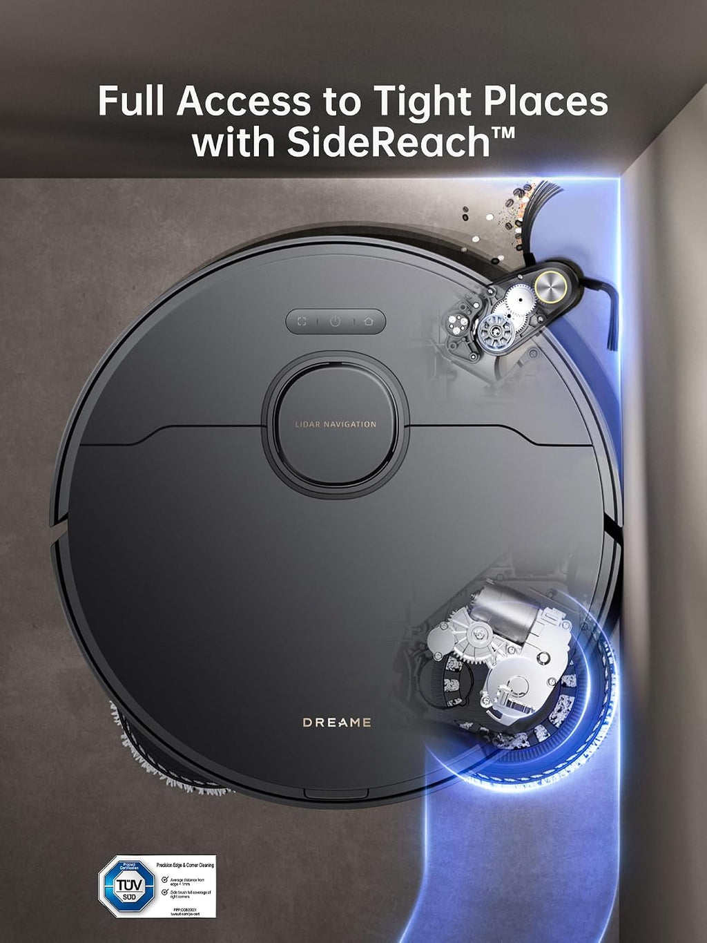 dreame X40 Ultra Robotic Vacuum with Removable & Liftable Mop, 12,000Pa Suction, SideBrush Extensive Cleaning, Hot Water Mop&Washboard Self Cleaning