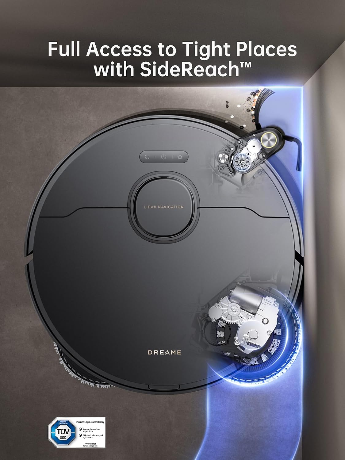 dreame X40 Ultra Robotic Vacuum with Removable & Liftable Mop, 12,000Pa Suction, SideBrush Extensive Cleaning, Hot Water Mop&Washboard Self Cleaning