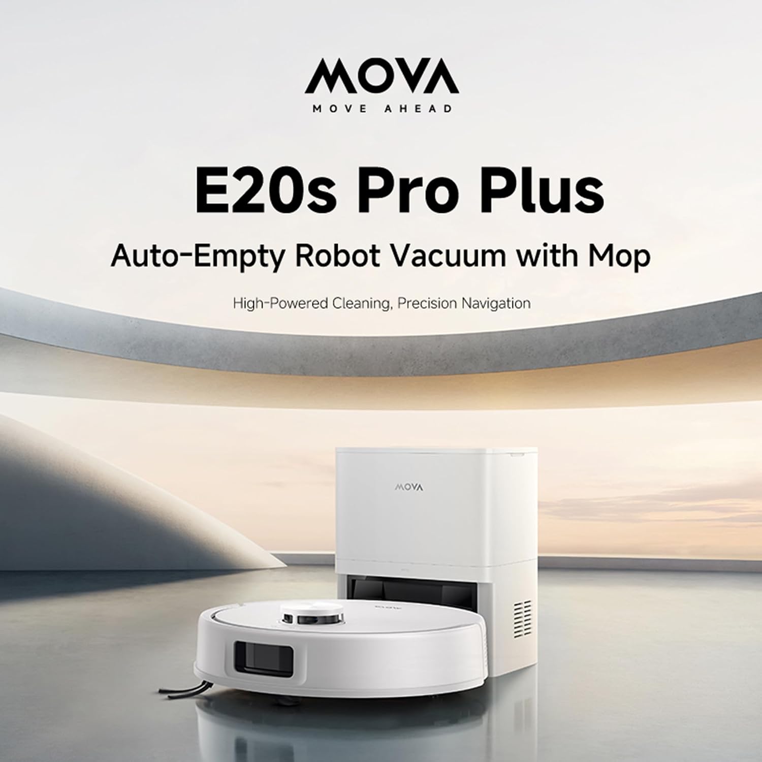 MOVA E20s Pro Plus, Auto-Empty Robot Vacuum Cleaner and Mop, 13,000Pa Suction Power, 3DAdapt Obstacle Avoidance & Smart Pathfinder Technology, 90-Day Self-Emptying Robotic Vacuum