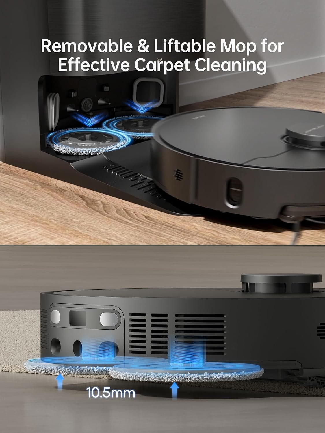 dreame X40 Ultra Robotic Vacuum with Removable & Liftable Mop, 12,000Pa Suction, SideBrush Extensive Cleaning, Hot Water Mop&Washboard Self Cleaning