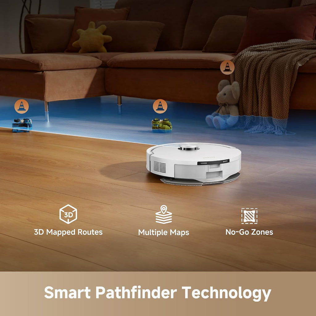 dreame F20 Eco Plus Robot Vacuum and Mop 2-in-1, 18,000Pa Suction, Auto-Empty Upgraded from F10,Obstacle Avoidance, Mopping, Dual Anti-Tangle System, Smart LiDAR Navigation, App & Voice Control, White