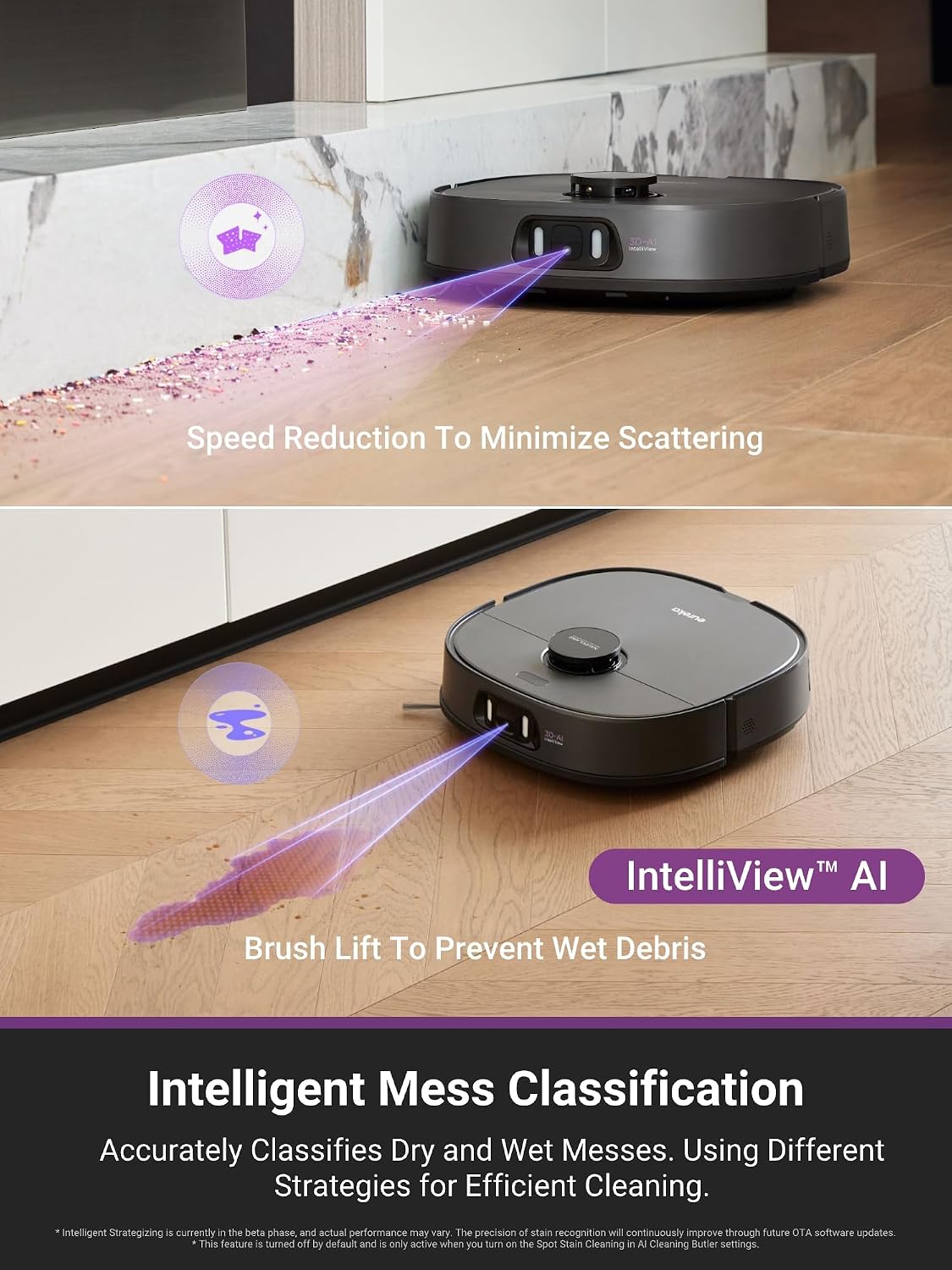 Eureka J15 Pro Ultra Robot Vacuum Cleaner and Mop, 16,200 Pa Suction, Flex-Arm Design Mop, Hot Water Mop Washing & Hot Air Drying, Active Hair Cutting Design, AI Obstacle Avoidance, Black