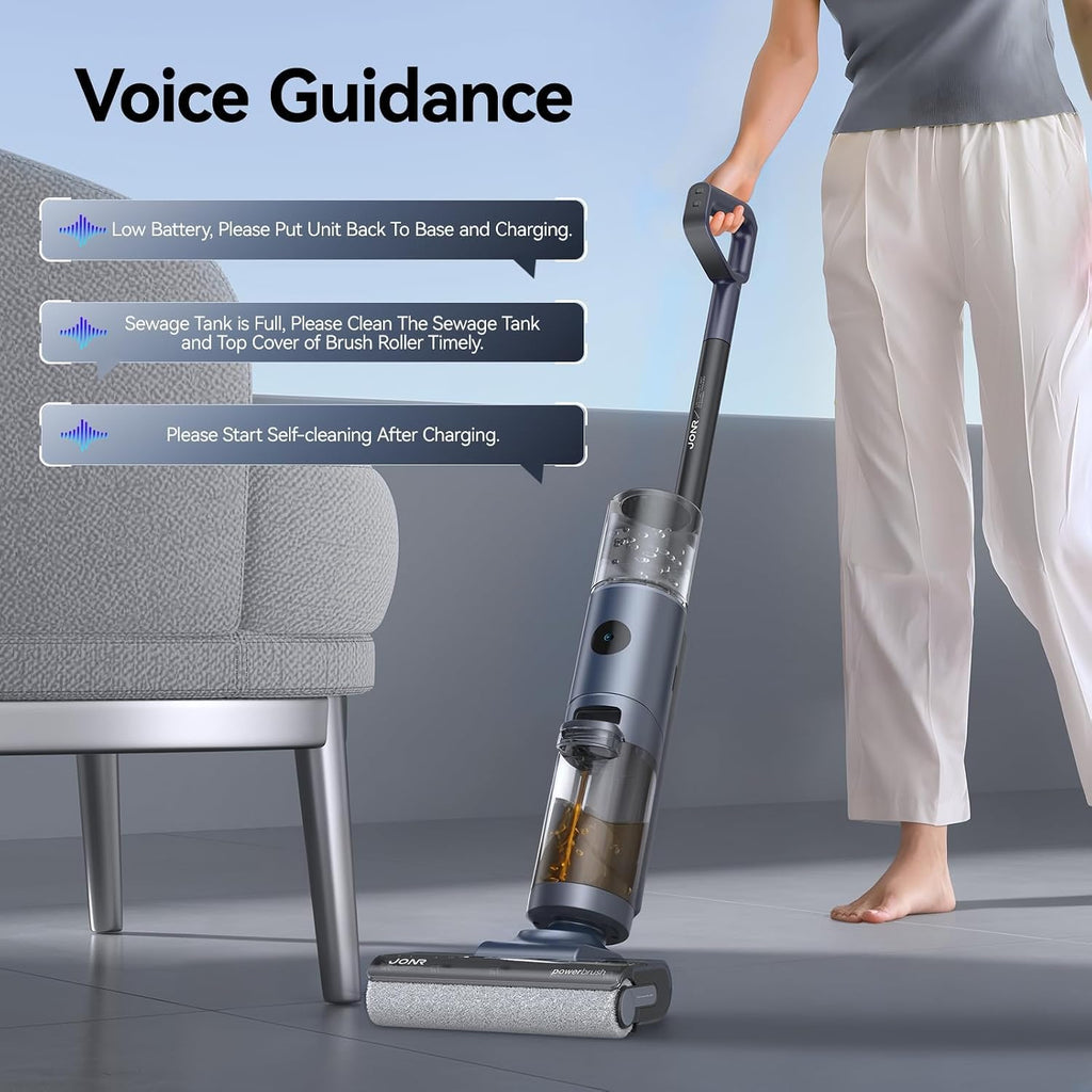 JONR ED12 PRO Cordless Wet Dry Vacuum Cleaner with 70℃ Hot Water Self-Cleaning & 80℃ Hot Air Drying, Tangle-Free Design, Dual-Sided Edge Cleaning, Smart Floor Washer for Hard Floors (L)
