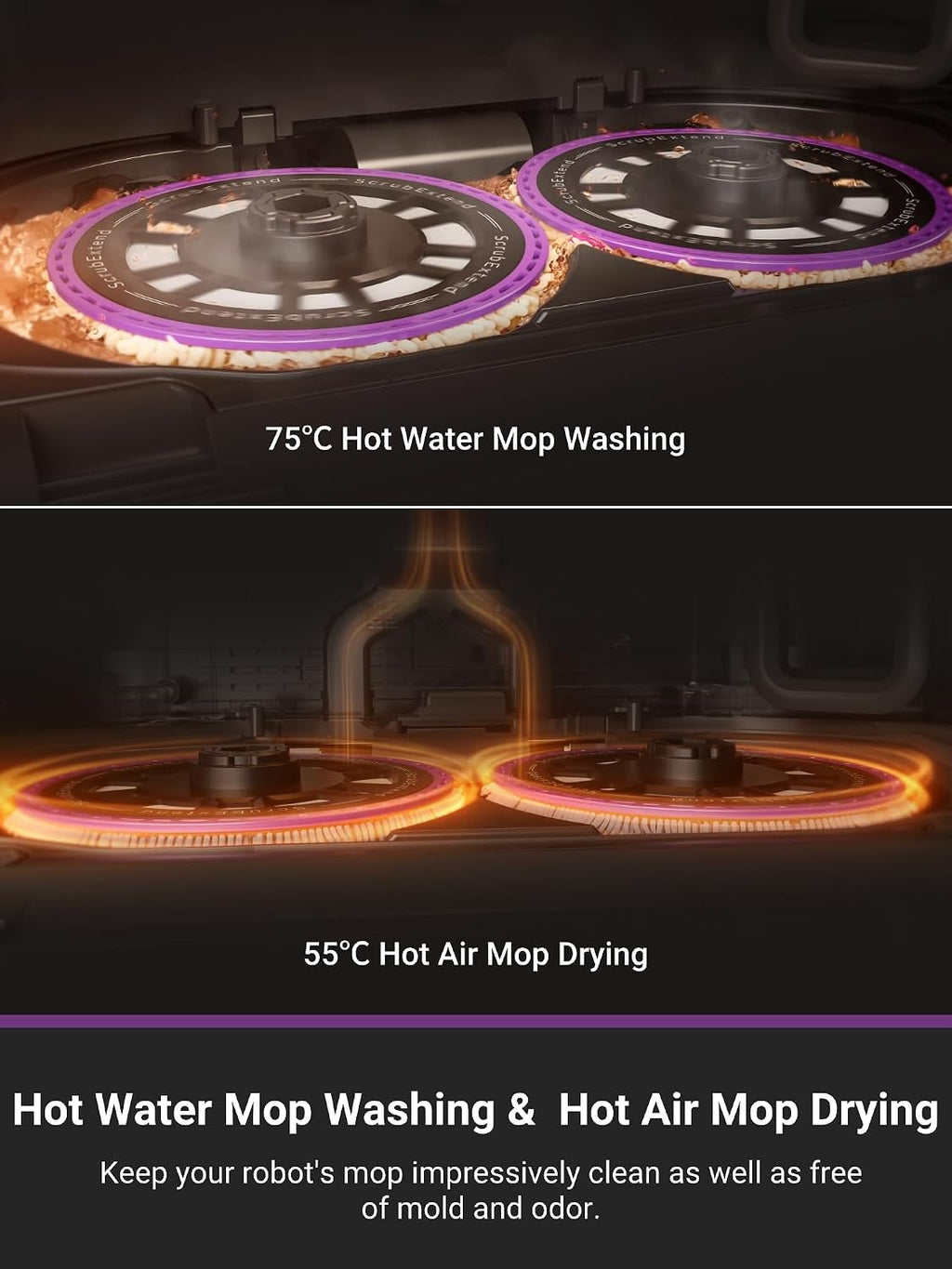 Eureka J15 Pro Ultra Robot Vacuum Cleaner and Mop, 16,200 Pa Suction, Flex-Arm Design Mop, Hot Water Mop Washing & Hot Air Drying, Active Hair Cutting Design, AI Obstacle Avoidance, Black