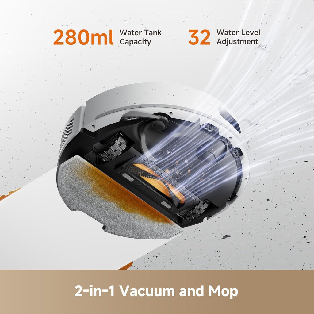 dreame F20 Eco Plus Robot Vacuum and Mop 2-in-1, 18,000Pa Suction, Auto-Empty Upgraded from F10,Obstacle Avoidance, Mopping, Dual Anti-Tangle System, Smart LiDAR Navigation, App & Voice Control, White