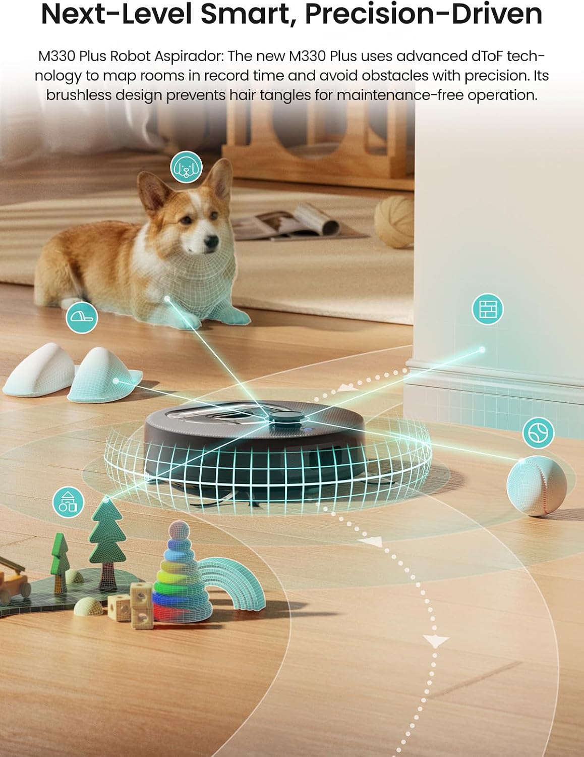 Lefant M330 Plus Robot Vacuum Cleaner and Mop Mapping 3 in 1, 5000Pa, 150 mins, dToF Navigation, Customized Cleaning, PSD 190° Obstacle Avoidance Technology, 2.4& 5G WiFi, Pet Hair & Carpets, Black