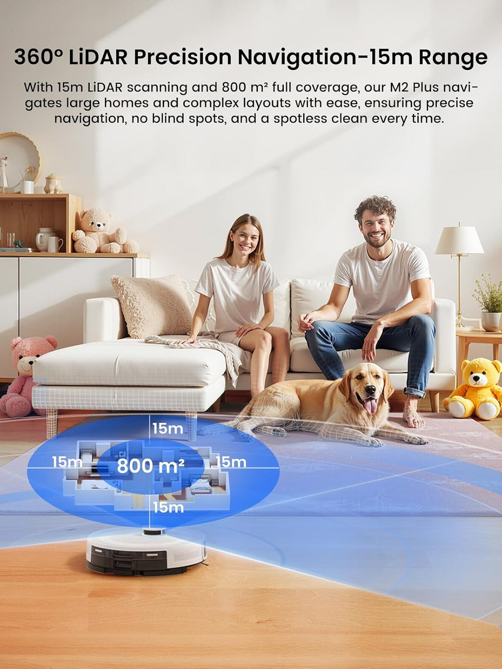 Lefant M2 Plus Robot Vacuum and Mop, 75-Day Self Emptying, 6000Pa Powerful Suction, dToF Laser Navigation, Customized Cleaning, Roller Brush for Carpet, Multi-Level Mapping, WiFi/App/Alexa, 2.4G/5G