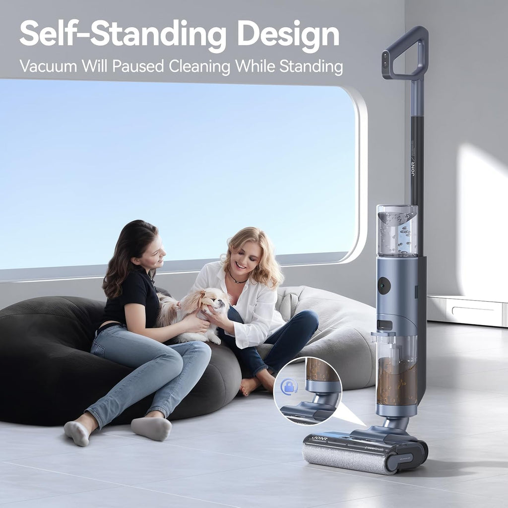 JONR ED12 PRO Cordless Wet Dry Vacuum Cleaner with 70℃ Hot Water Self-Cleaning & 80℃ Hot Air Drying, Tangle-Free Design, Dual-Sided Edge Cleaning, Smart Floor Washer for Hard Floors (L)