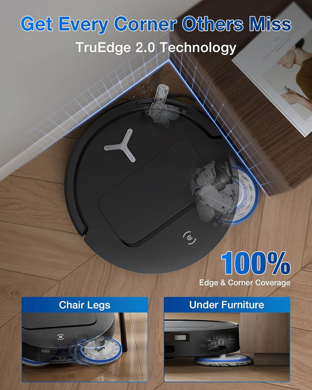 ECOVACS DEEBOT T50 PRO Omni Robot Vacuum and Mop, 8.1cm Ultra-Thin, 15000Pa Suction, ZeroTangle &TruEdge 2.0, AIVI 3.0 Obstacle Avoidance, Auto Mop Wash/Dry/Refill, Self-Emptying, Pet Hair Friendly