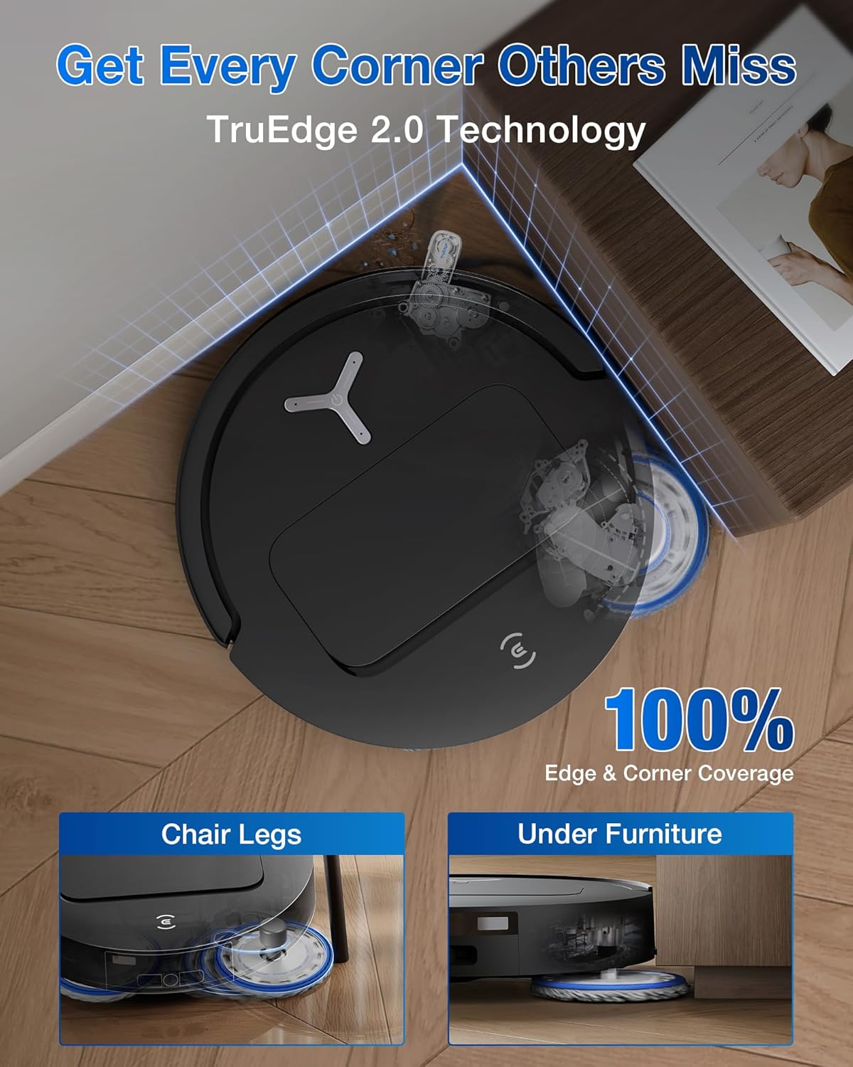 ECOVACS DEEBOT T50 PRO Omni Robot Vacuum and Mop, 8.1cm Ultra-Thin, 15000Pa Suction, ZeroTangle &TruEdge 2.0, AIVI 3.0 Obstacle Avoidance, Auto Mop Wash/Dry/Refill, Self-Emptying, Pet Hair Friendly