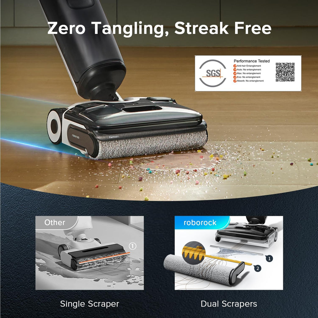 roborock F25 ACE Wet Dry Vacuum Cleaner, Cordless Vacuum Mop All in One for Hard Floor, 20000Pa Hardwood Floor Cleaner with Zero Tangle, 194°F Hot Air Flash Drying Electric Mop, 180° Lie Flat, WiFi