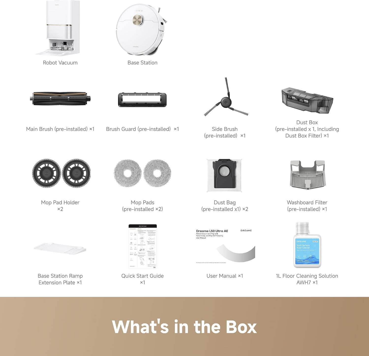 dreame L50 Ultra AE Robot Vacuum Cleaner Mop with Automatic Emptying, Mop with Self-Cleaning at 100 ° C, Suction Power of 30,000 Pa,Obstacle Avoidance and 360° Navigation, Thorough Cleaning from
