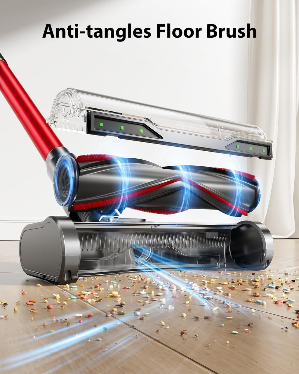 Cordless Vacuum Cleaner, 650W/55KPA/70 Mins Vacuum Cleaners for Home with Self-Standing, Anti-Tangle Vacuum Cordless, Smart Display and 1.8L Cup Cordless Stick Vacuum Cleaner for Pet Hair/Carpets