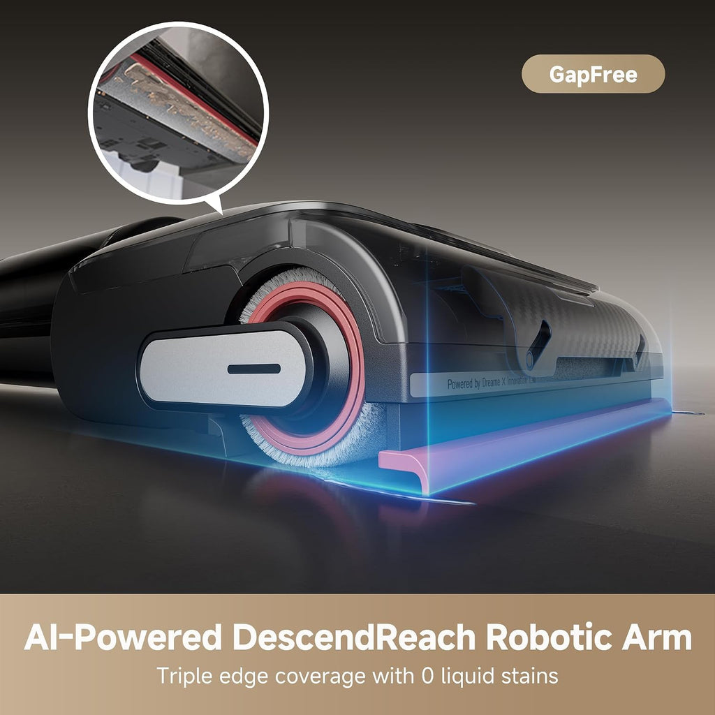dreame H15 Cordless Wet Dry Vacuum Cleaner 21,000 Pa Suction, AI DescendReach Robotic Arm, Triple Edge,Tangle Cut Hair 180° Lie-Flat Reach, 100℃ Self-Cleanning,90℃ Quiet Drying 5min,Extended Runtime