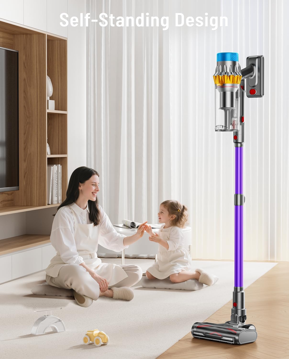 Cordless Vacuum Cleaner, 650W 55KPA 70Mins Cordless Stick Vacuum Cleaners with Self-Standing, LED Screen, Wall-Mounted Charging, Anti-Tangle Stick Vacuum Cleaners for All Floors