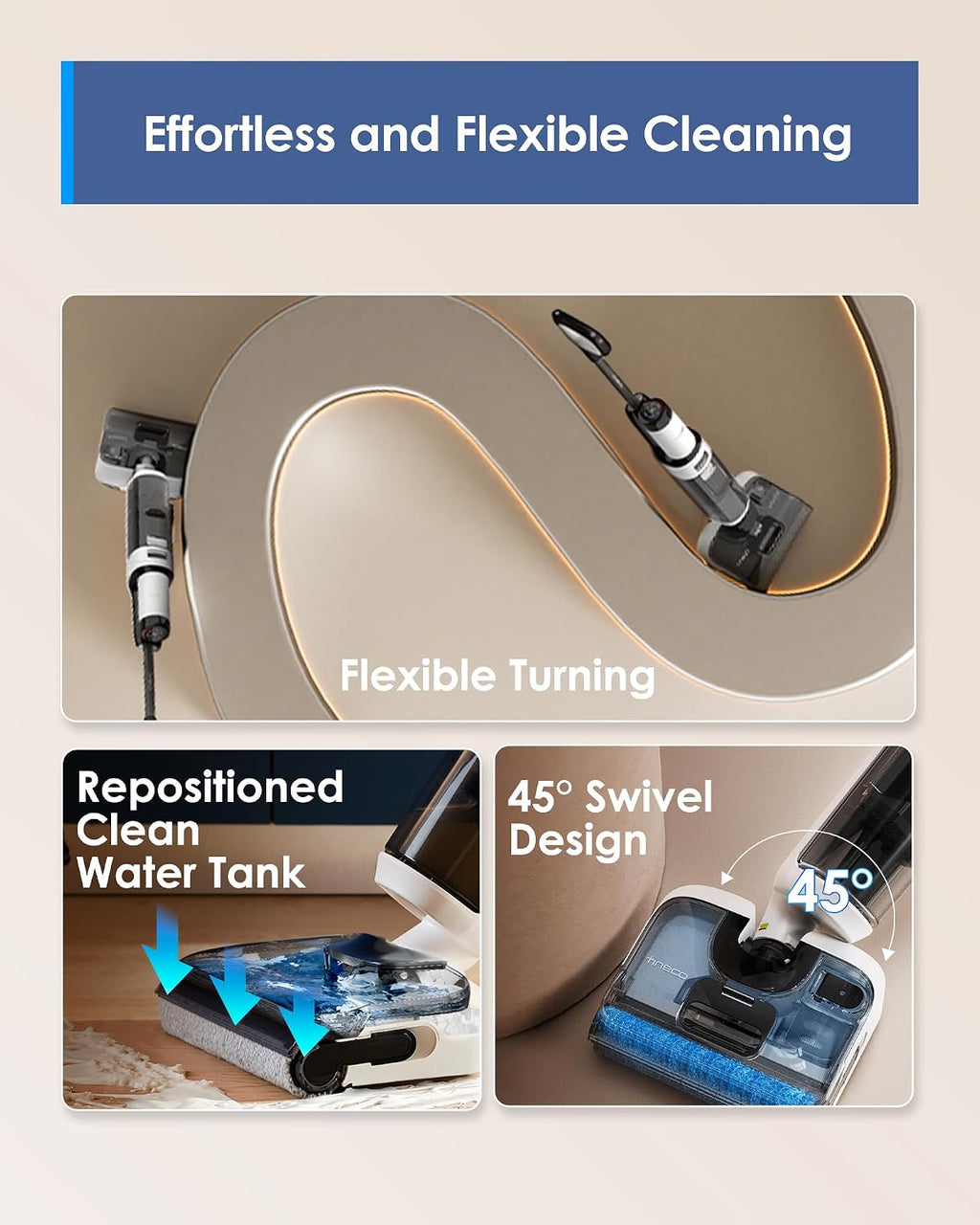 Tineco Floor ONE Stretch S6 Lite Wet Dry Vacuum Cleaner, 180°Lay-Flat, 13cm Compact Design, Self-Cleaning, Long Runtime, Dual-Sided Edge, Enhanced Cleaning Flexibility