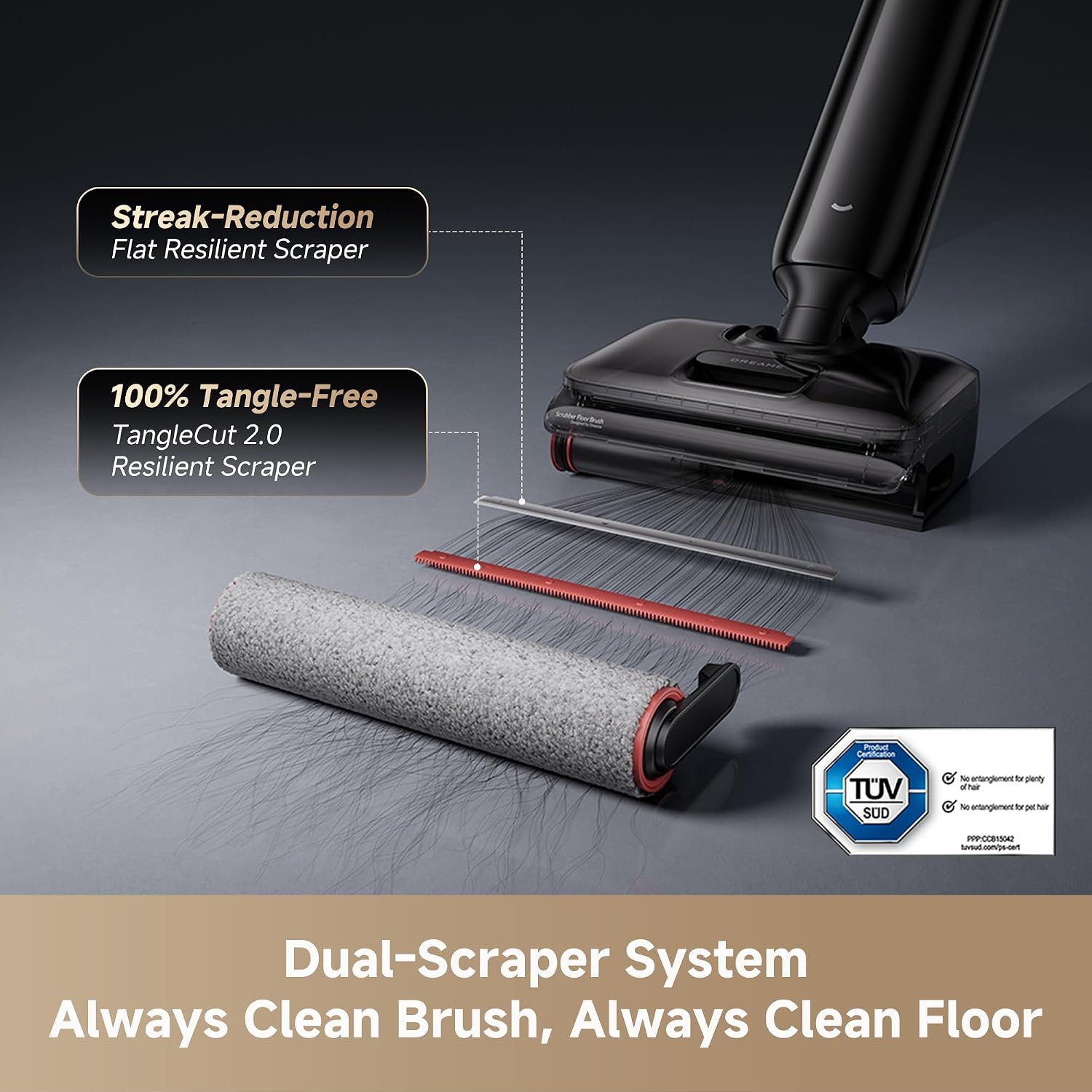 dreame T16 SE Wet and Dry Vacuum, 9.85cm Ultra-Slim, 23kPa Suction, Smart 90°C Hot Wash, 95°C Hot Air Drying, Tangle-Free, Streak-Free, Lightweight Design, 35min Runtime