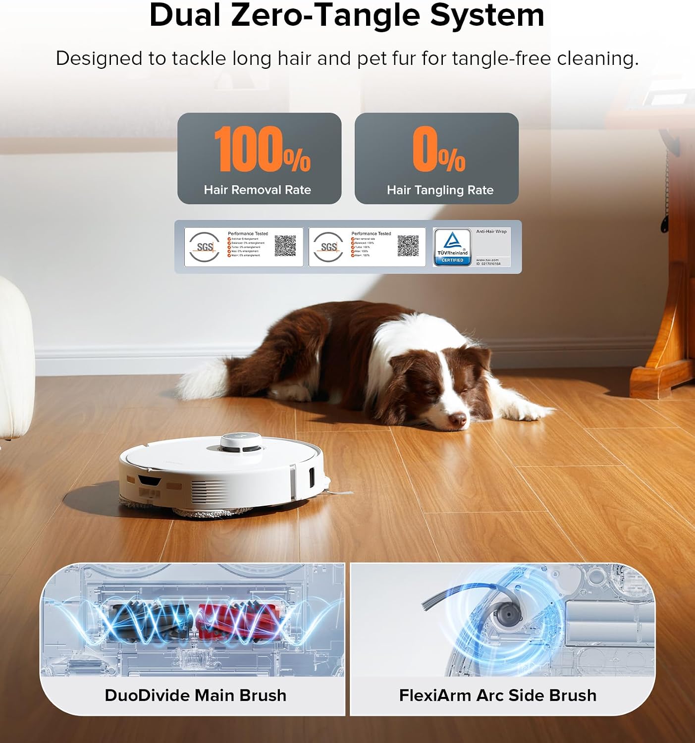 Roborock Qrevo Edge Robot Vacuum and Mop, 18,500Pa Suction, Zero-Tangling, FlexiArm Arc Side Brush, FlexiArm Mop, AdaptiLift Chassis, 17mm Mop Lifting, Hot Water Mop Washing & Drying, Self-Emptying