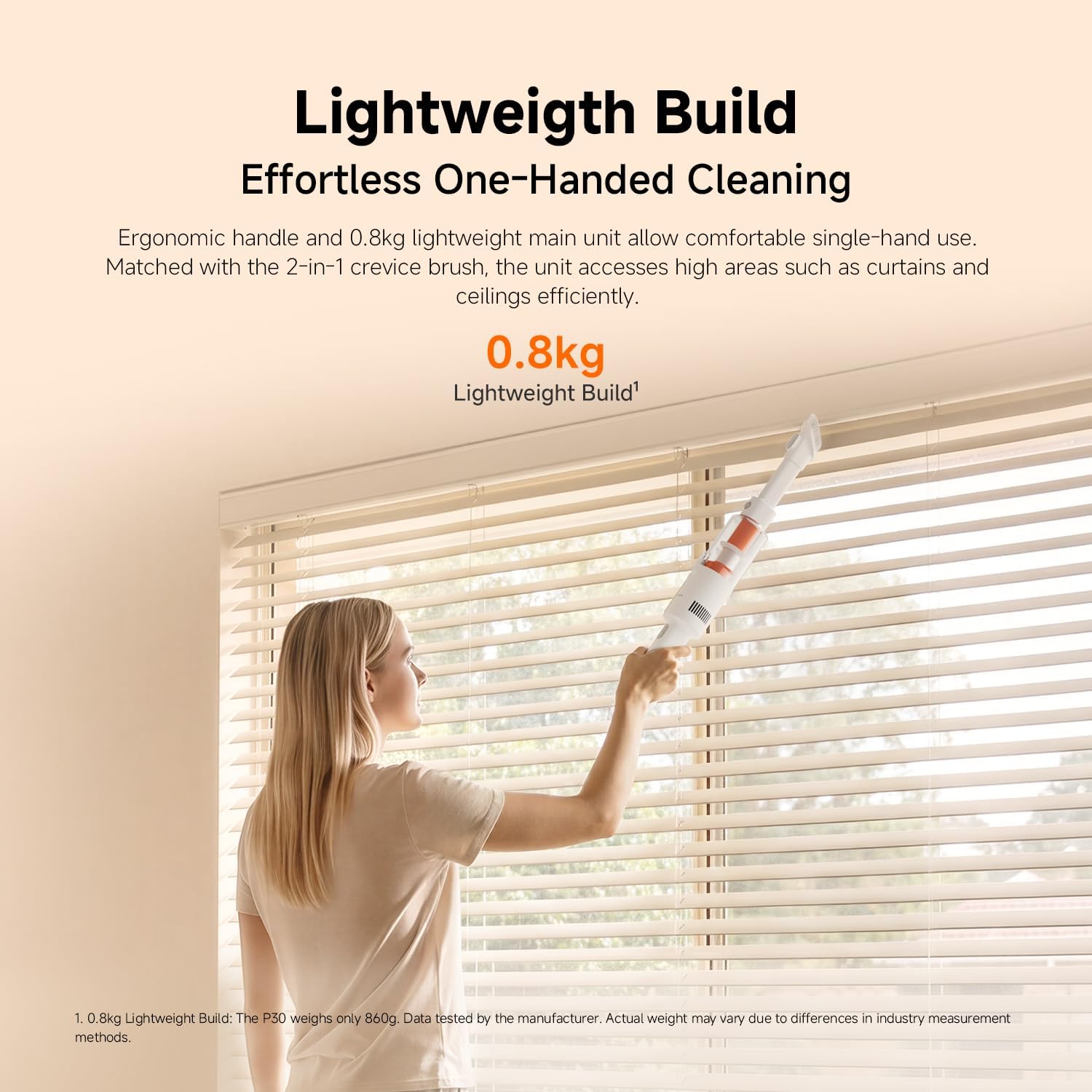 Xiaomi P30 Cordless Vacuum Cleaner, 22,000 Pa, Strong Suction, Lightweight 860 g, 40 Minutes Continuous Operation, 5-Stage Precision Filter, 2-Way Brush Nozzle, Compatible with Car & Crevice AU