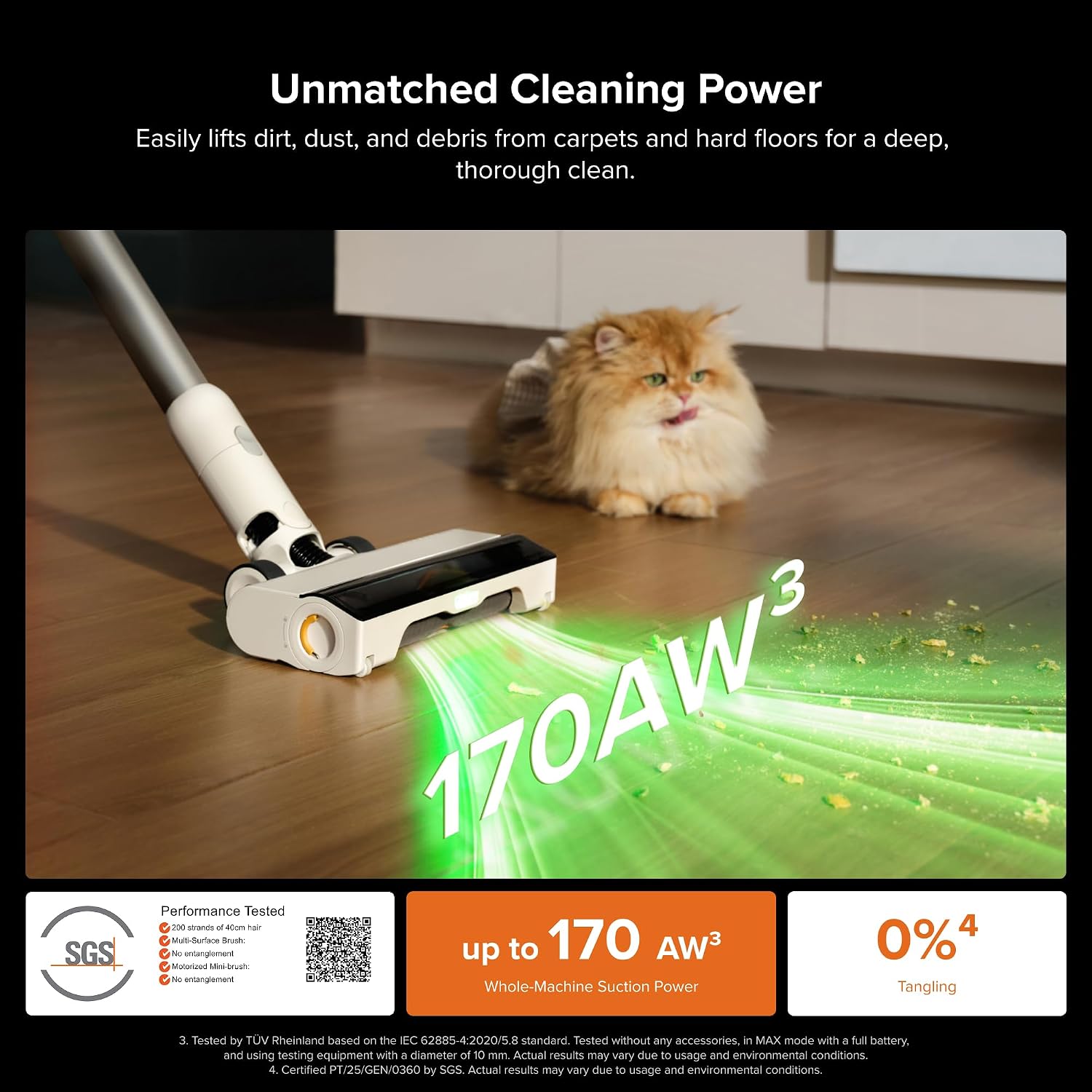 roborock H60 Hub Plus Cordless Vacuum Cleaner with Auto-Empty Dock, 170AW Max Suction, 0% Tangle Rate, 140° Ultra-Wide Green LED Light, Up to 80 Min Runtime, Anti-Tangle Brush for Carpets
