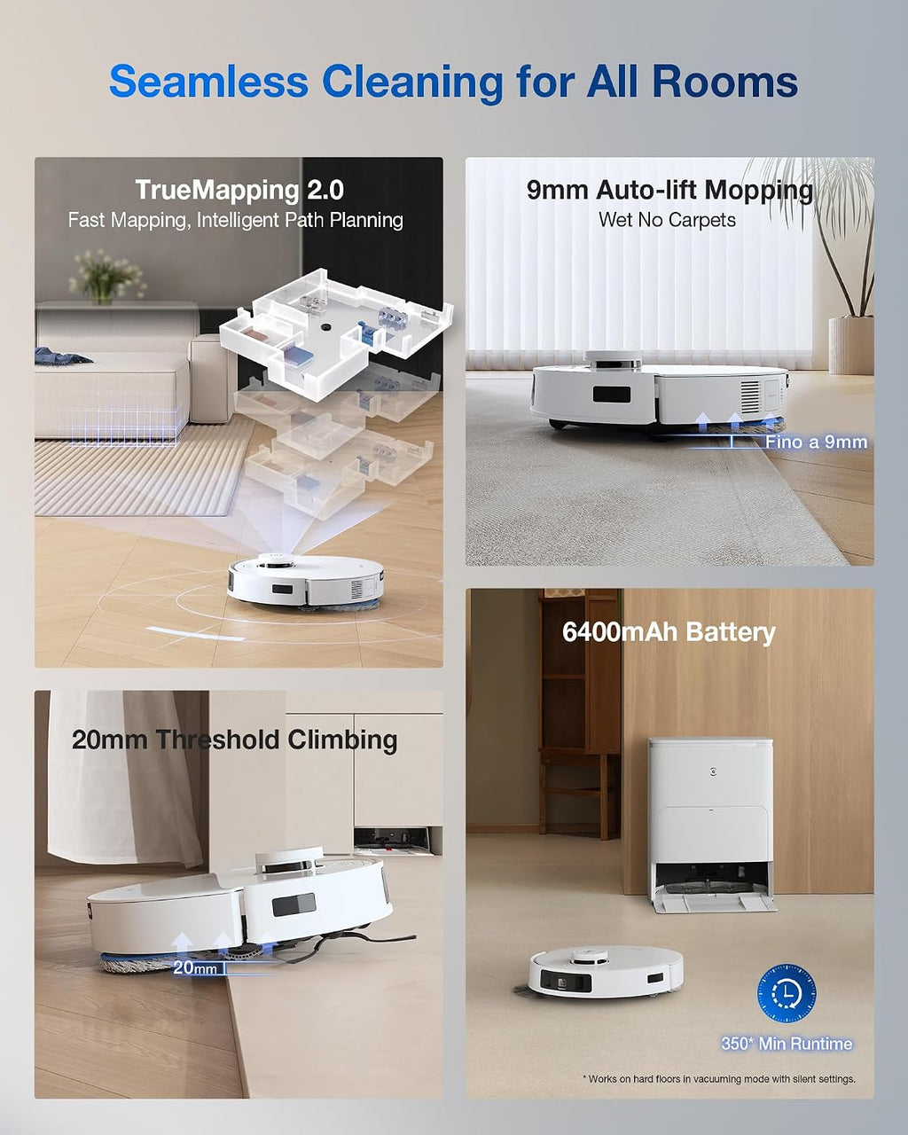 ECOVACS DEEBOT T30S Pro Robot Vacuum and Mop with 11,000 Pa Suction, Auto Empty Station Smart Navigation AI Edge Cleaning Robot,10-in-1 Cleaning Station